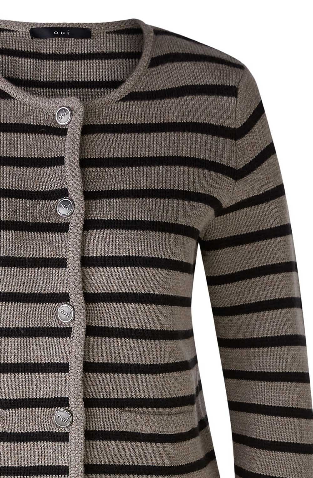 Brown Grey and Black Striped Cardigan