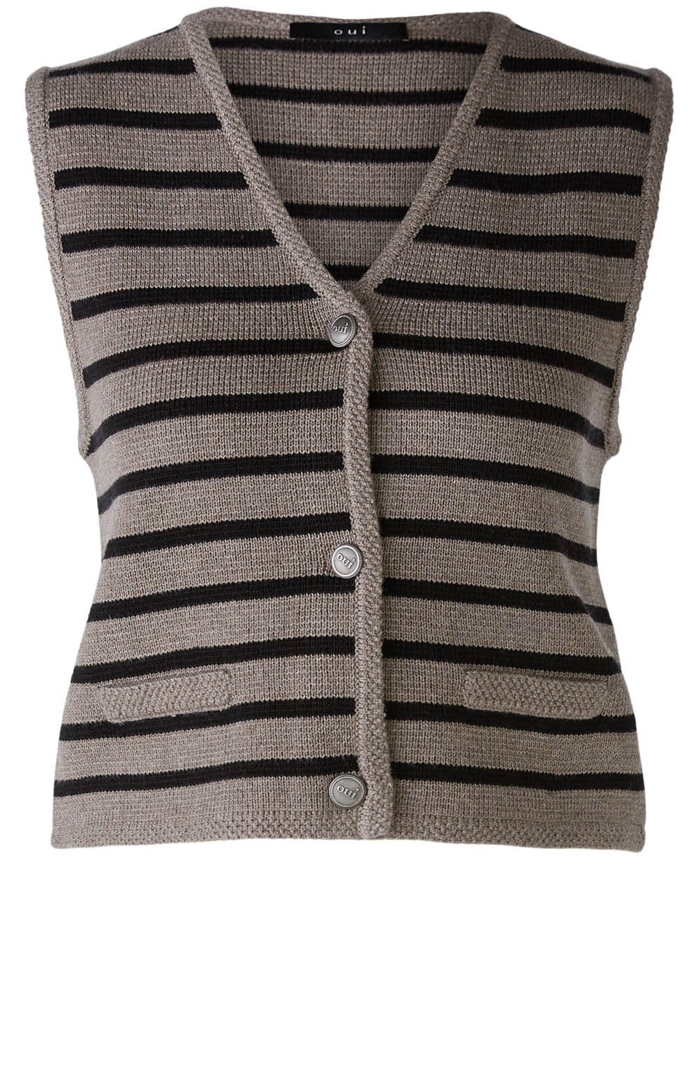 Brown Grey and Black Striped Waistcoat