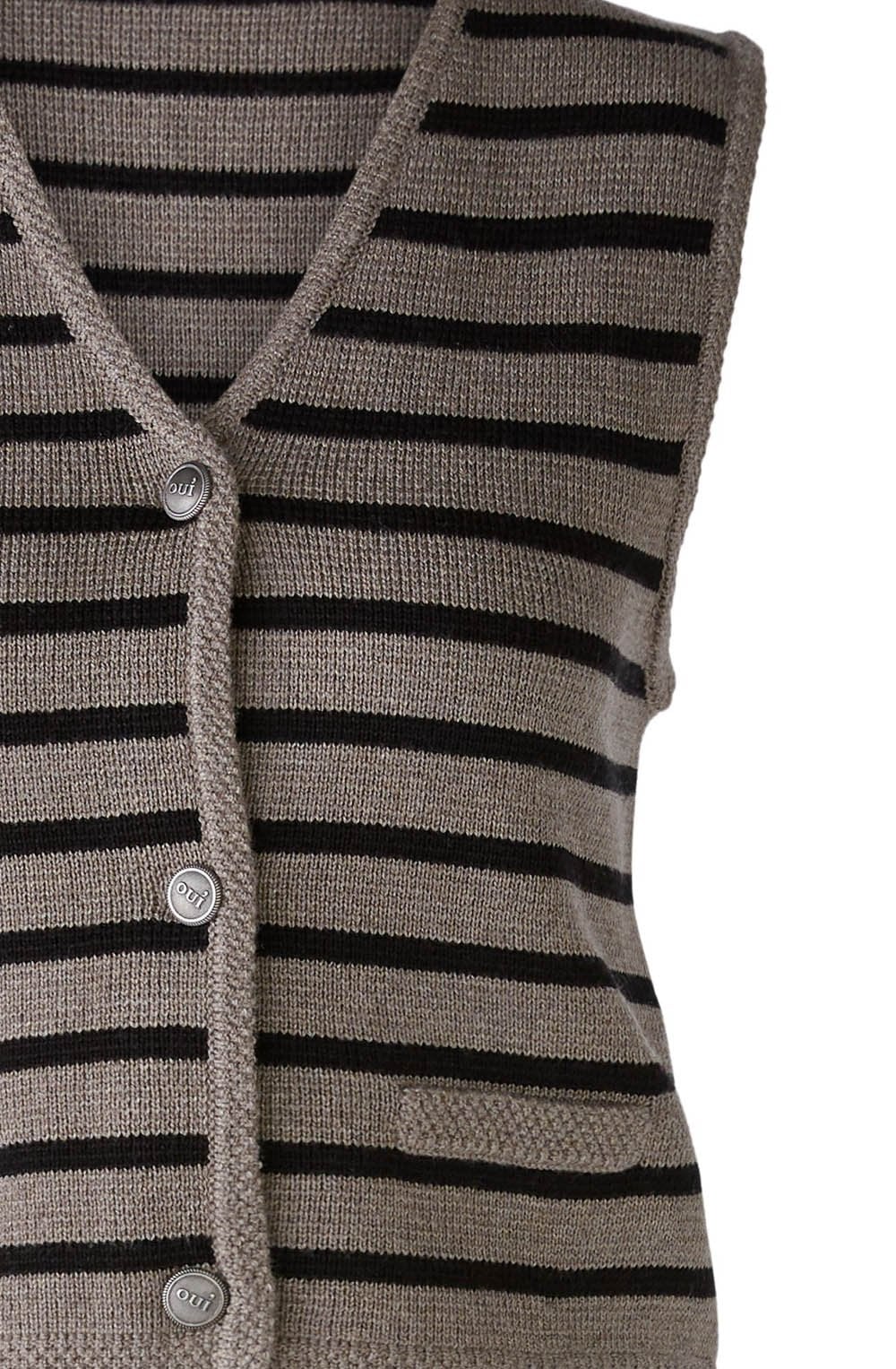 Brown Grey and Black Striped Waistcoat