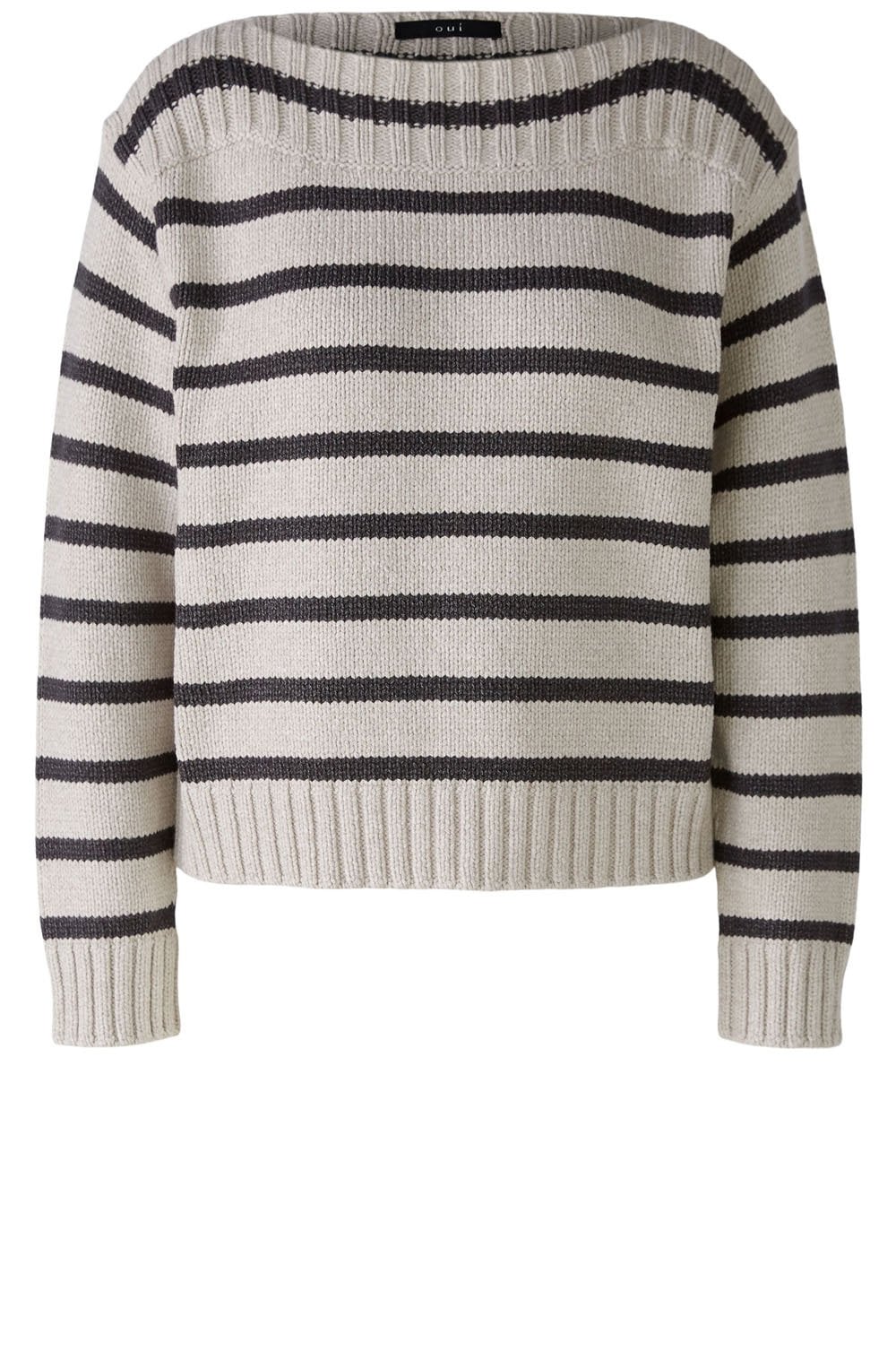 Brown Grey Boat Neck Jumper