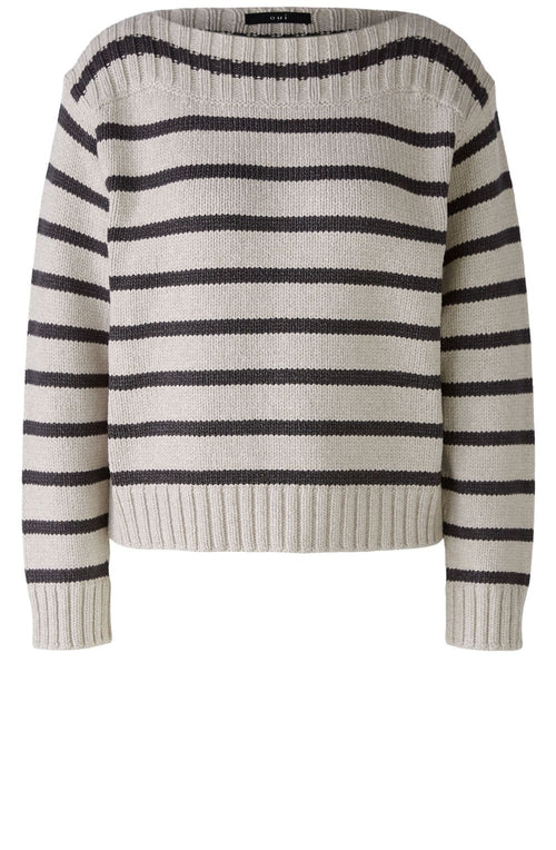 Brown Grey Boat Neck Jumper