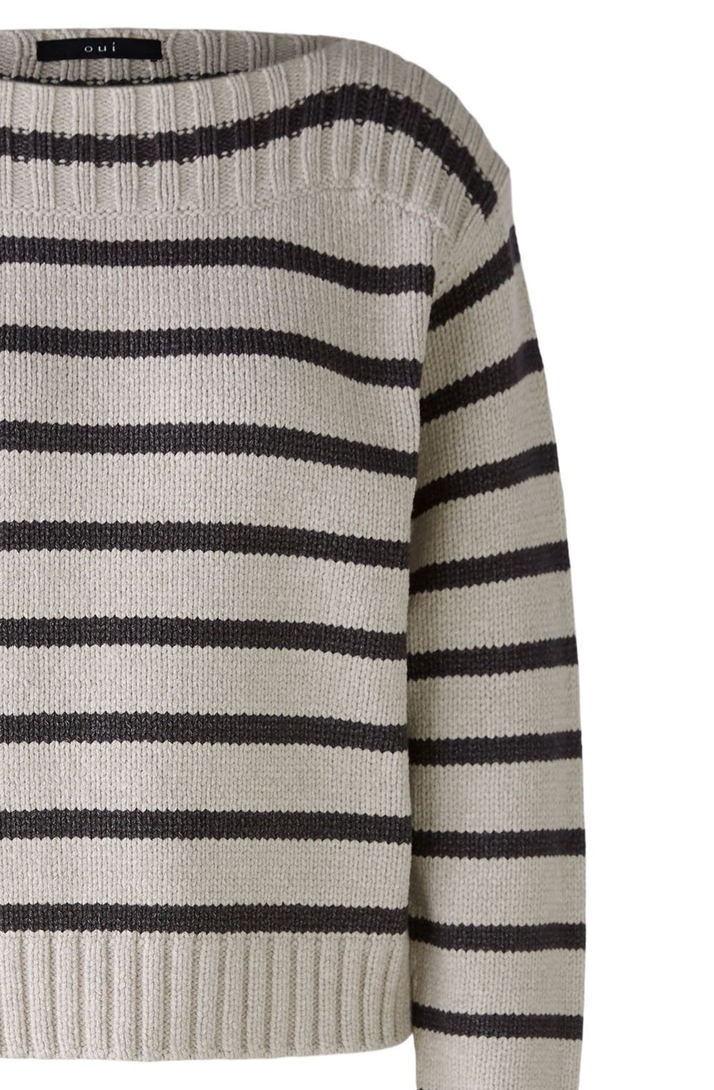 Brown Grey Boat Neck Jumper