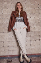 Brown Leather Biker Jacket