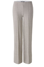 Brown Off White Houndstooth Slip On Trousers