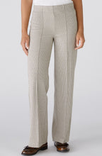 Brown Off White Houndstooth Slip On Trousers