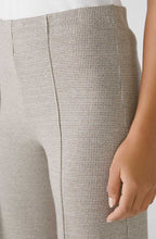 Brown Off White Houndstooth Slip On Trousers