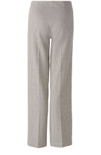 Brown Off White Houndstooth Slip On Trousers