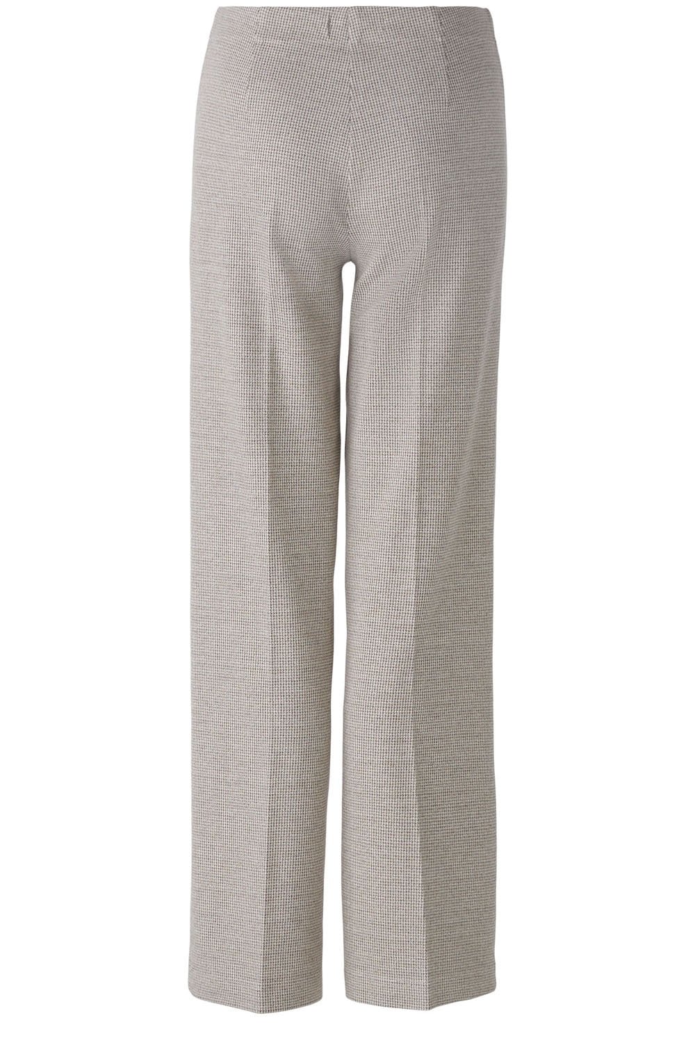 Brown Off White Houndstooth Slip On Trousers