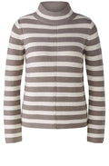 Brown Off White Ribbed and Striped Pullover