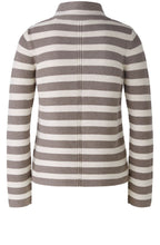 Brown Off White Ribbed and Striped Pullover
