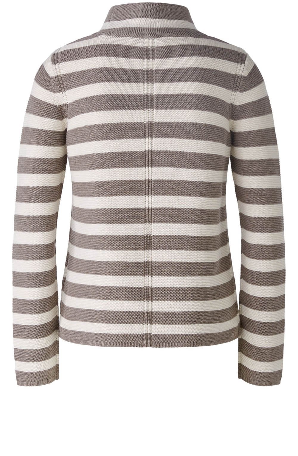 Brown Off White Ribbed and Striped Pullover