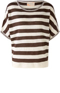 Brown Striped Linen Relaxed Sweater
