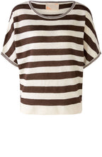 Brown Striped Linen Relaxed Sweater