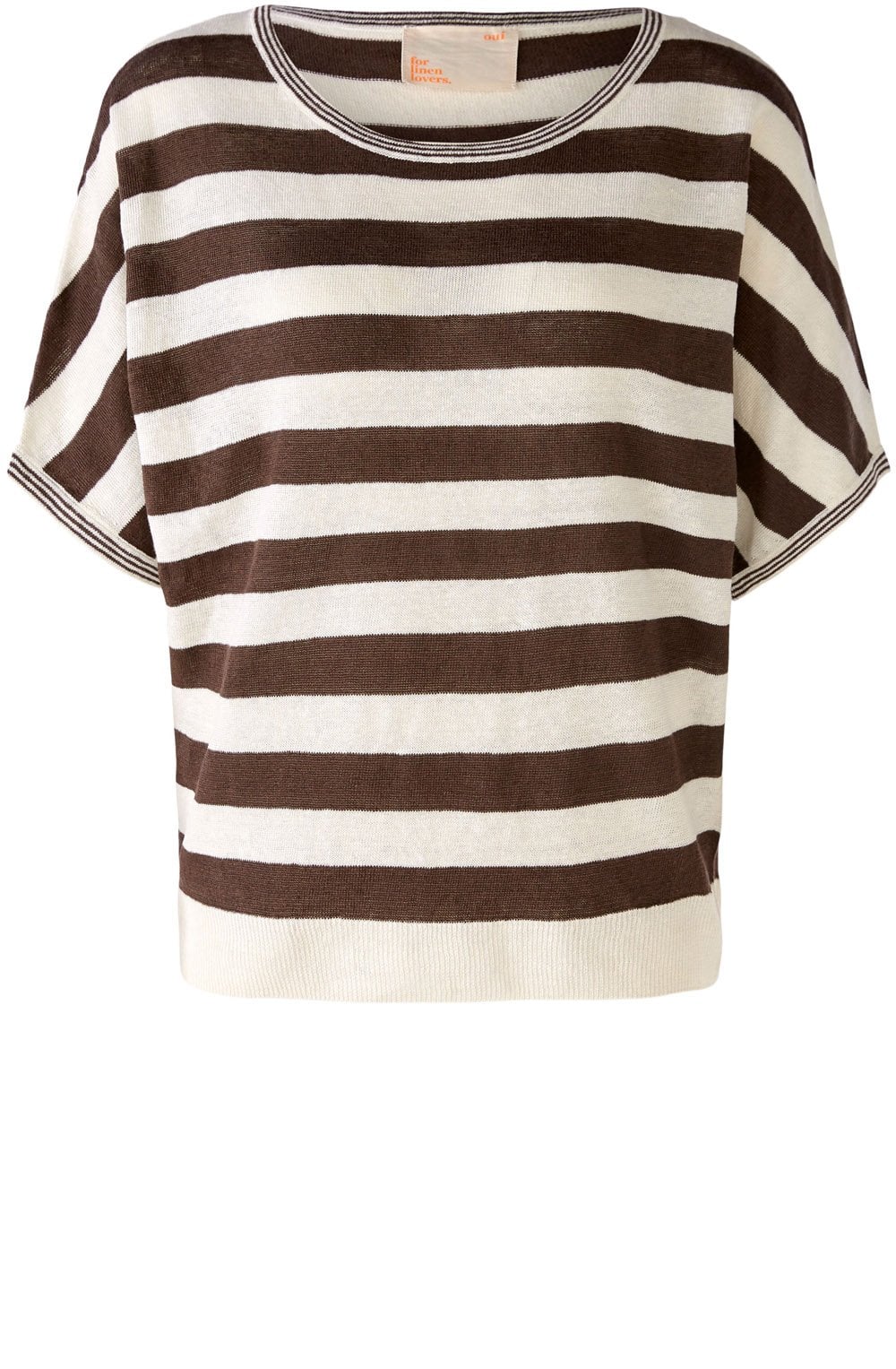 Brown Striped Linen Relaxed Sweater