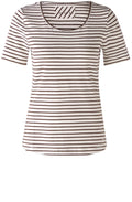 Brown Striped Short Sleeved Jersey Top