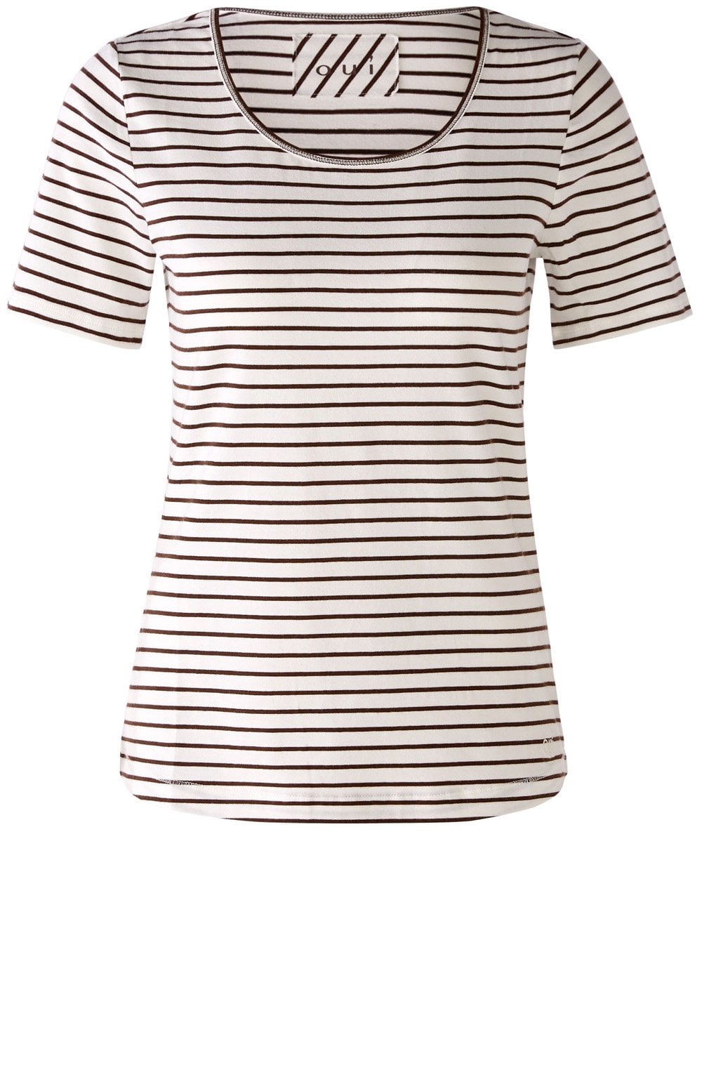 Brown Striped Short Sleeved Jersey Top