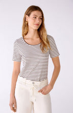 Brown Striped Short Sleeved Jersey Top