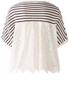 Brown Stripes and White Broderie Anglaise Jumper