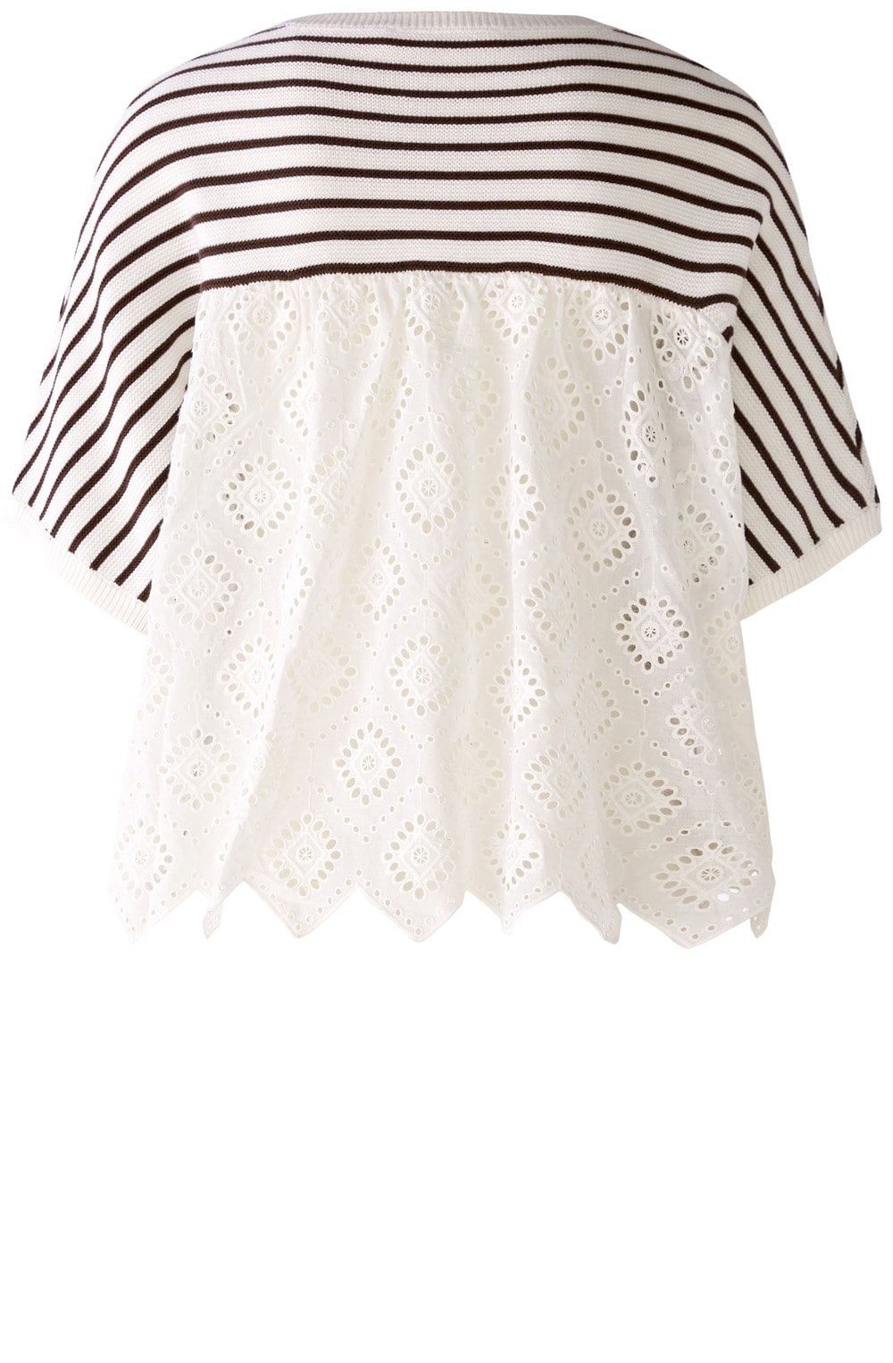 Brown Stripes and White Broderie Anglaise Jumper