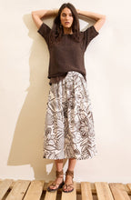 Brown & White Floral Print Skirt