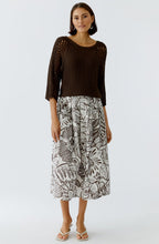 Brown & White Floral Print Skirt