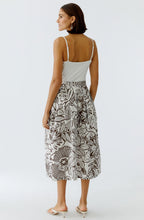 Brown & White Floral Print Skirt