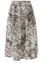 Brown & White Floral Print Skirt