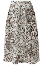 Brown & White Floral Print Skirt