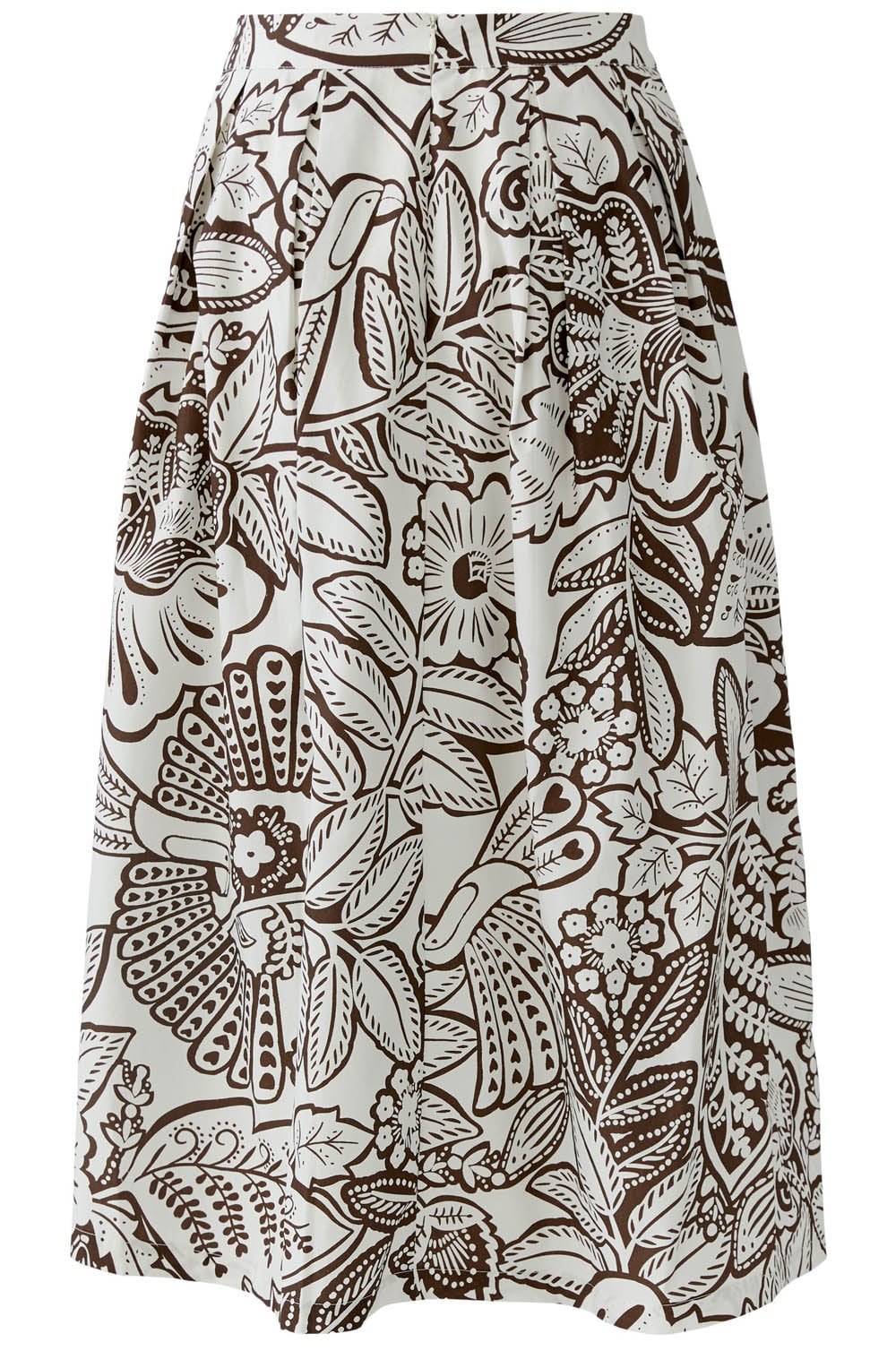 Brown & White Floral Print Skirt