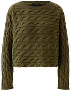 Burnt Olive Cable Knit Boxy Jumper