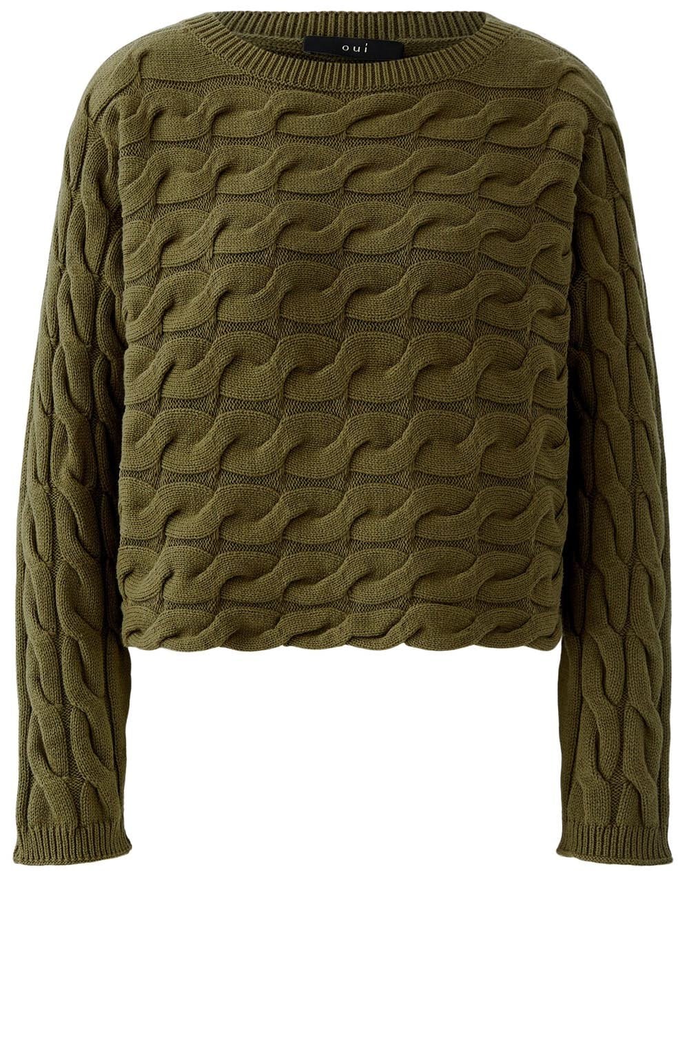 Burnt Olive Cable Knit Boxy Jumper