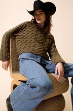 Burnt Olive Cable Knit Boxy Jumper