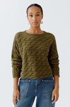 Burnt Olive Cable Knit Boxy Jumper
