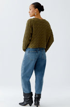 Burnt Olive Cable Knit Boxy Jumper