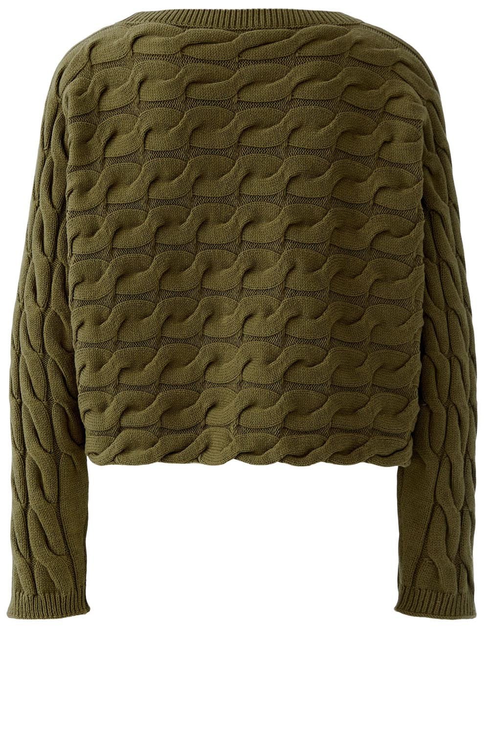 Burnt Olive Cable Knit Boxy Jumper