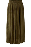 Burnt Olive Crinkled Satin Touch Maxi Skirt