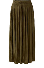 Burnt Olive Crinkled Satin Touch Maxi Skirt