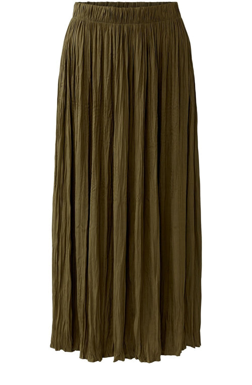 Burnt Olive Crinkled Satin Touch Maxi Skirt