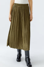 Burnt Olive Crinkled Satin Touch Maxi Skirt