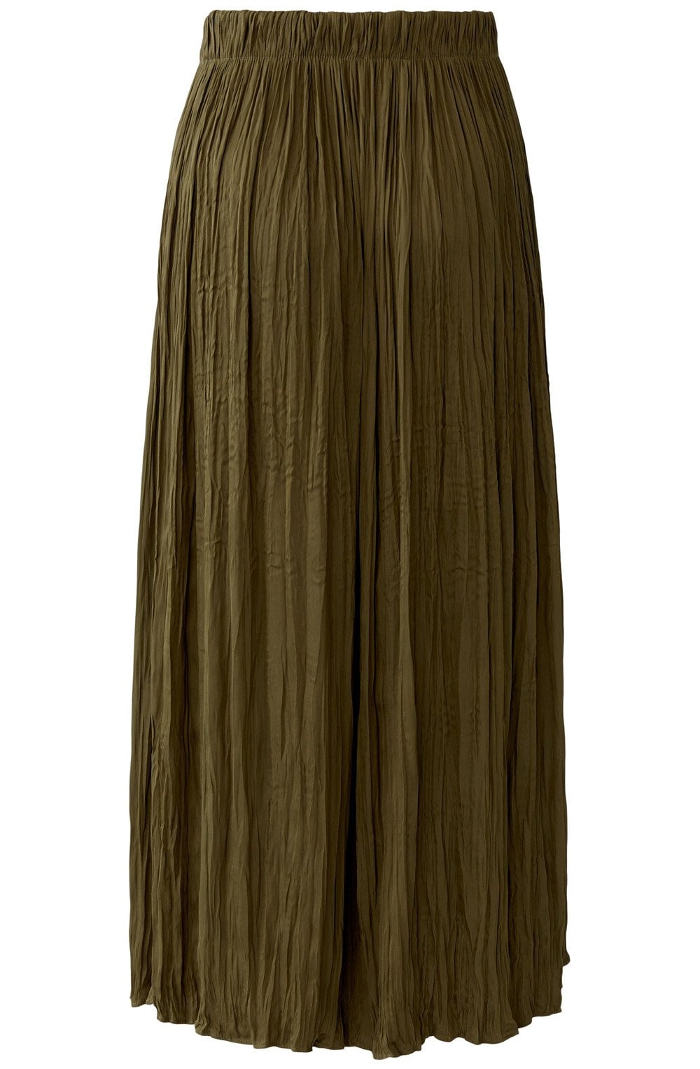 Burnt Olive Crinkled Satin Touch Maxi Skirt