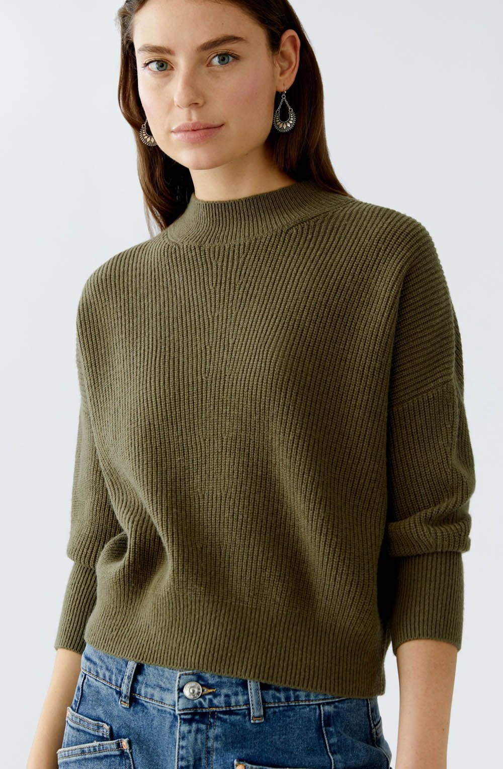 Burnt Olive Funnel Neck Jumper