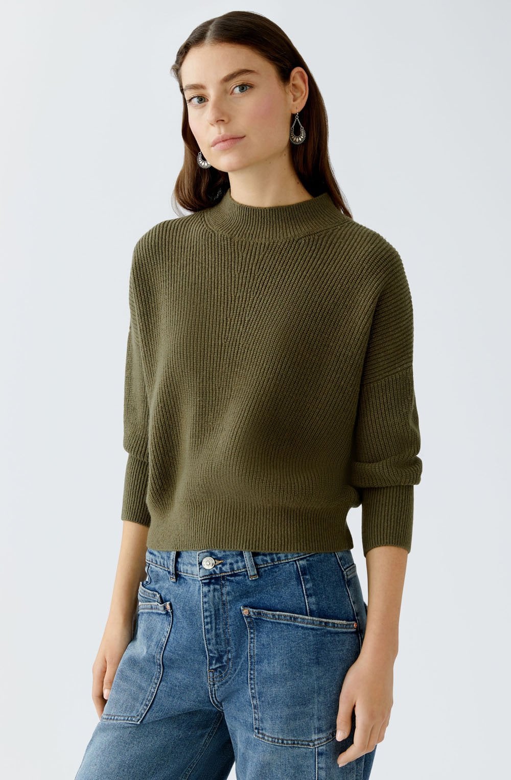 Burnt Olive Funnel Neck Jumper