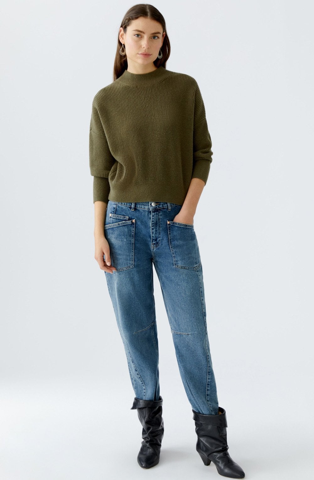 Burnt Olive Funnel Neck Jumper