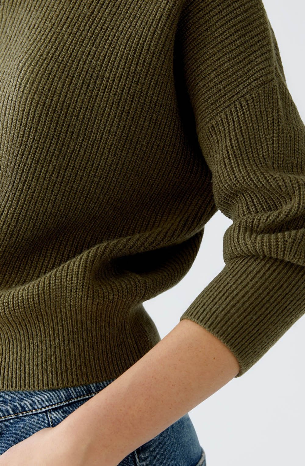Burnt Olive Funnel Neck Jumper