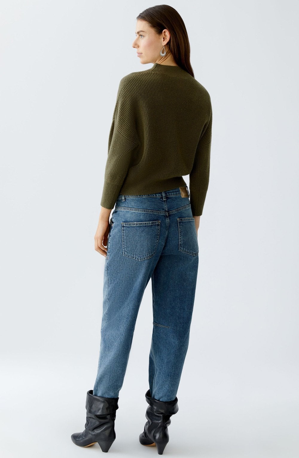 Burnt Olive Funnel Neck Jumper