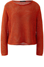 Burnt Tangarine Open Weave Pullover
