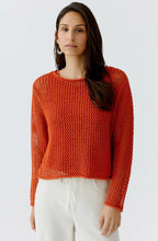 Burnt Tangarine Open Weave Pullover