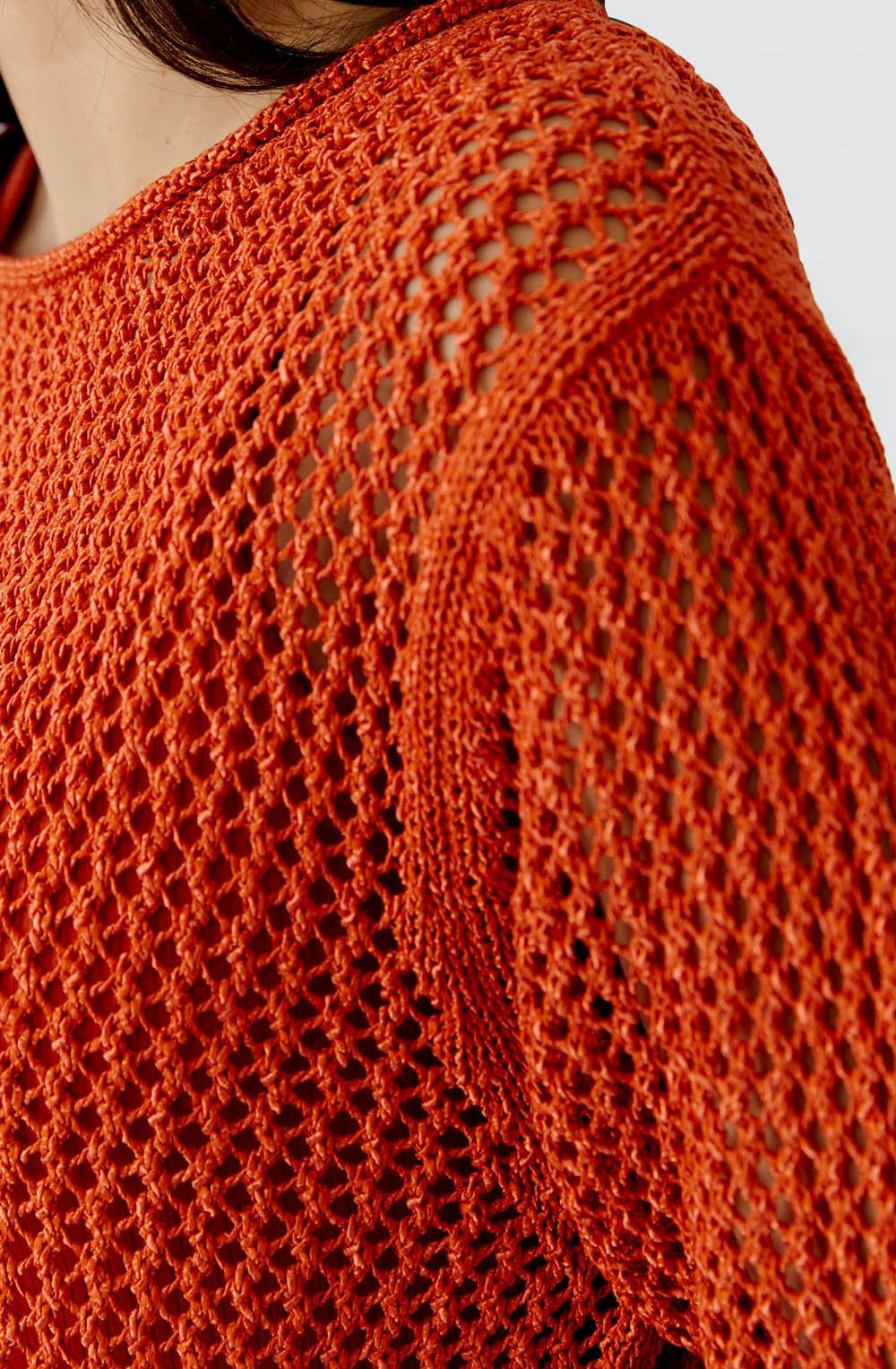 Burnt Tangarine Open Weave Pullover