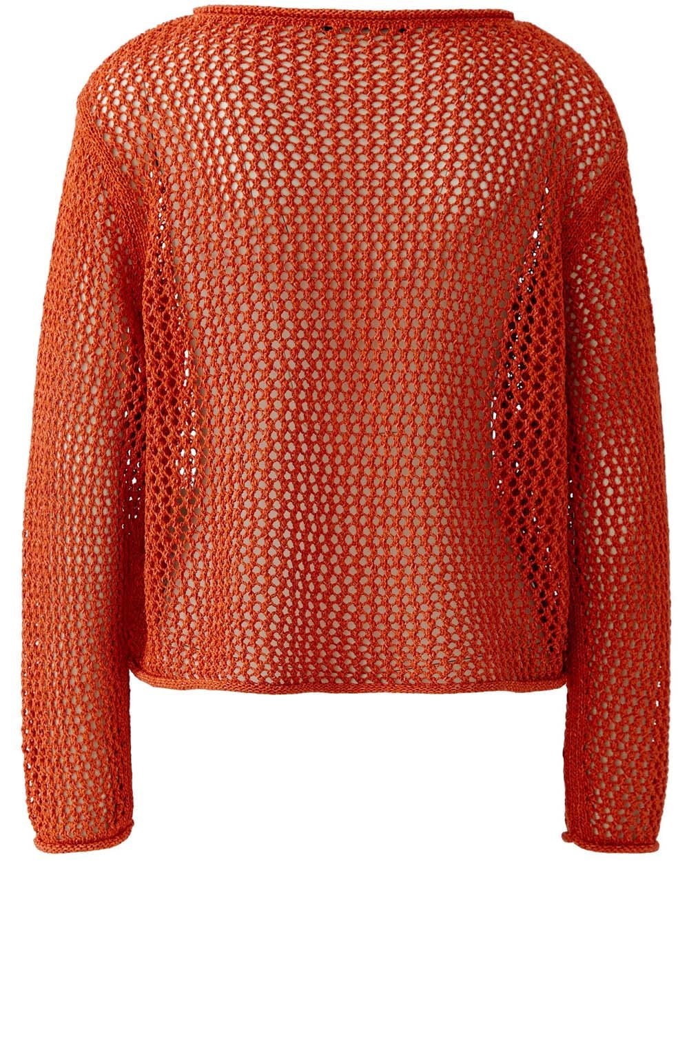 Burnt Tangarine Open Weave Pullover