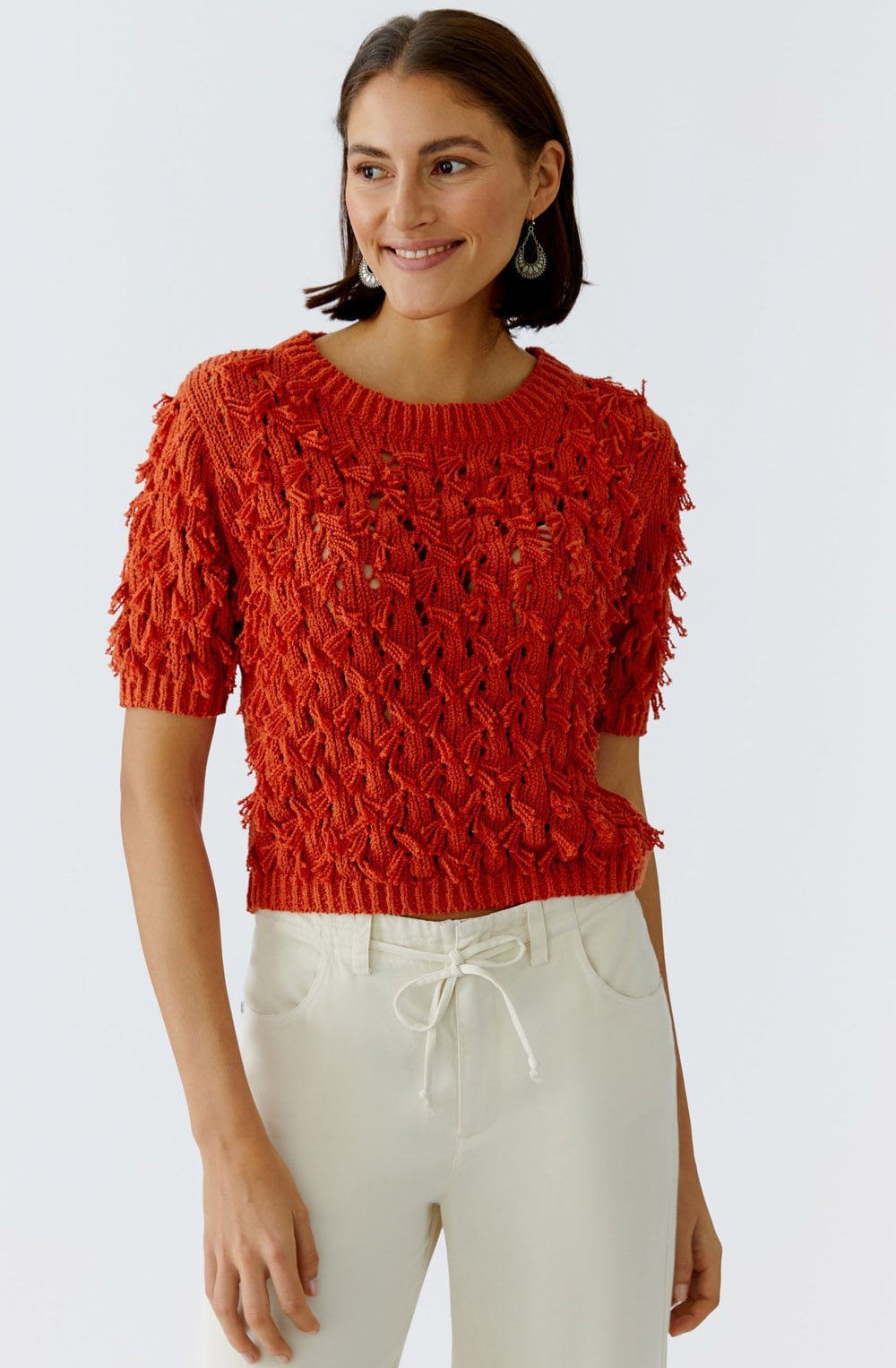 Burnt Tangerine Textured Jumper